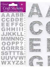 NEW! Eleganza Silver Sparkly Self Adhesive Alphabet Letter Stickers With Bold Font ~ A 79 Piece Set For Gift Packaging, Scrapbooking, Card Making & More